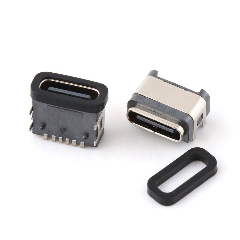 Thấm nước đắm USB kết nối 6pin nữ góc phải kết nối chống nước loại-c