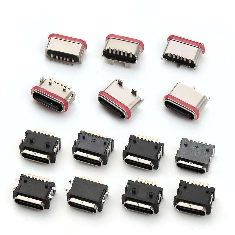 Đầu nối USB Type C 6 chân cái bằng đồng chống nước, cáp truyền dữ liệu với dòng điện định mức tối đa 3A và 30V