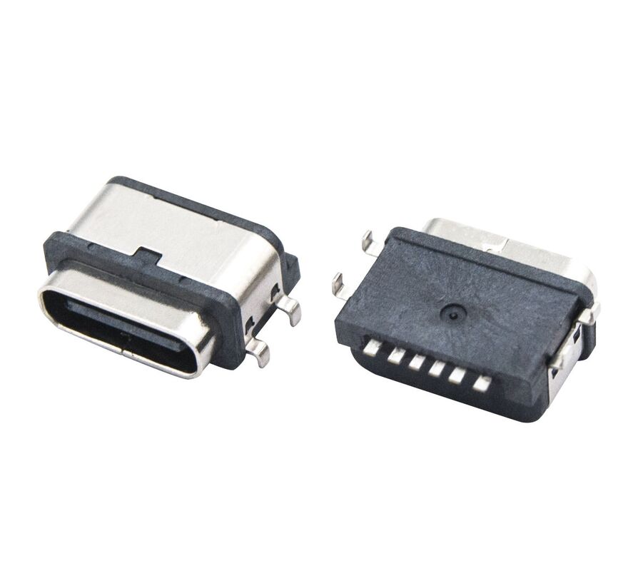 Đầu nối USB Type C 6 chân cái bằng đồng chống nước, cáp truyền dữ liệu với dòng điện định mức tối đa 3A và 30V