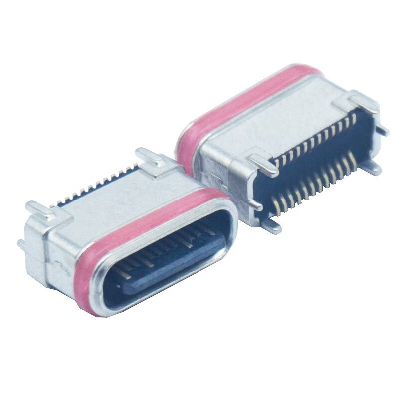 Không thấm nước SMD Dọc kẽm bột kim loại 24Pins nữ Type-c kết nối cổng sạc USB cắm
