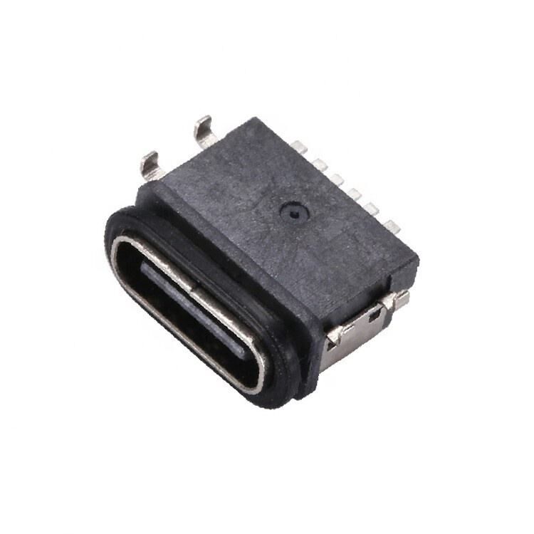 Đầu nối USB chân cắm cái IPX7 chống nước Type C 6 chân, gắn bề mặt SMT, truyền dữ liệu