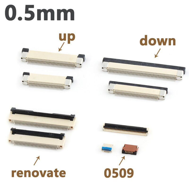 Đầu nối FPC 0.5 Pitch SMT Ngang Kiểu Flip-lock Tiếp điểm Trên Dưới 4-60 chân