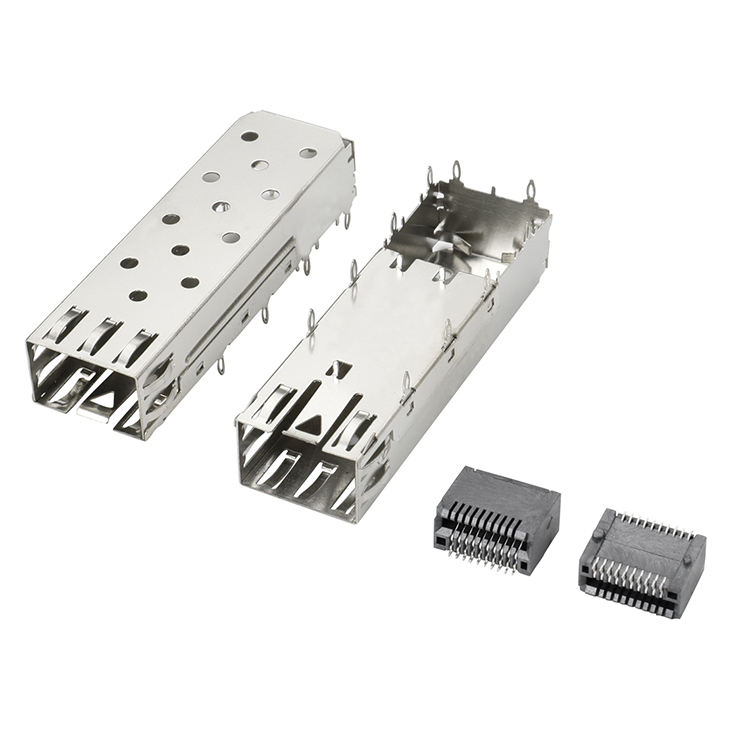 QSFP SFP Cage 2X2 Port Cage với Light PIPE XFP CFP Sfp Connector Dust Cover Fiber Optic Module Shielding
