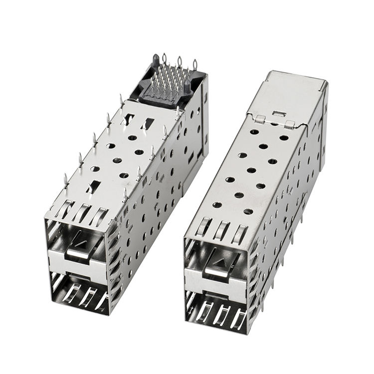QSFP SFP Cage 2X2 Port Cage với Light PIPE XFP CFP Sfp Connector Dust Cover Fiber Optic Module Shielding