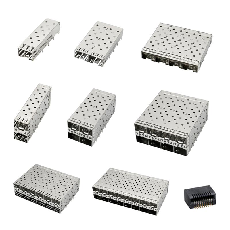 QSFP SFP Cage 2X2 Port Cage với Light PIPE XFP CFP Sfp Connector Dust Cover Fiber Optic Module Shielding