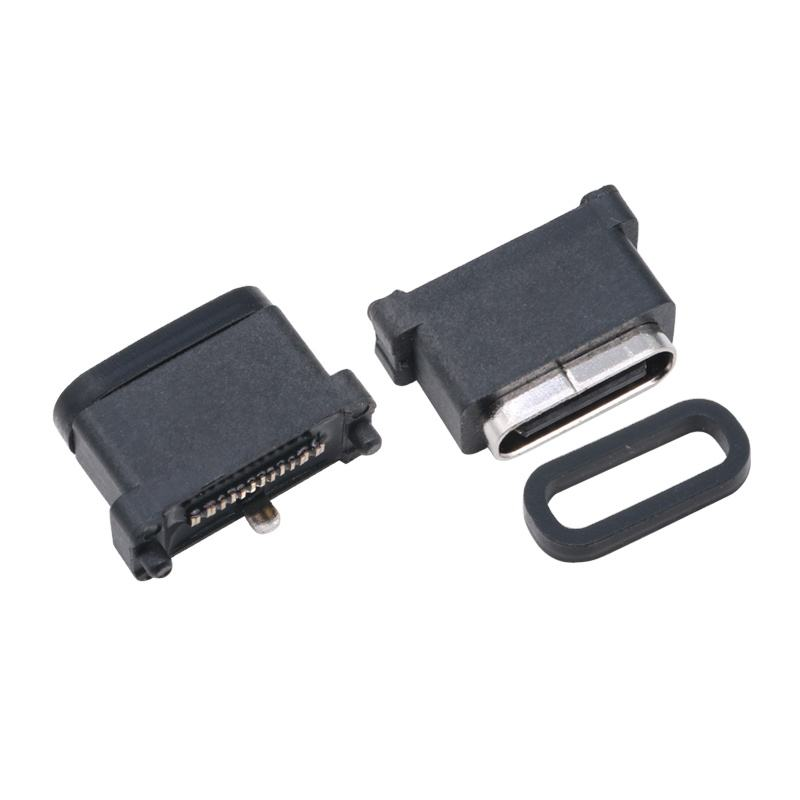 Đầu nối cái USB 3.2 Type-C 40 Gbps chống nước cổng cắm U4 24 chân SMT DIP PCB mạ vàng thép không gỉ 5A 100V AC