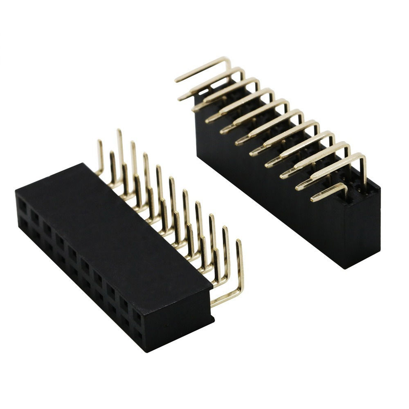 2X10P 20P Double Row Bent Female Header Pitch 2.54mm Pin PBT Material Phosphor Bronze Contacts