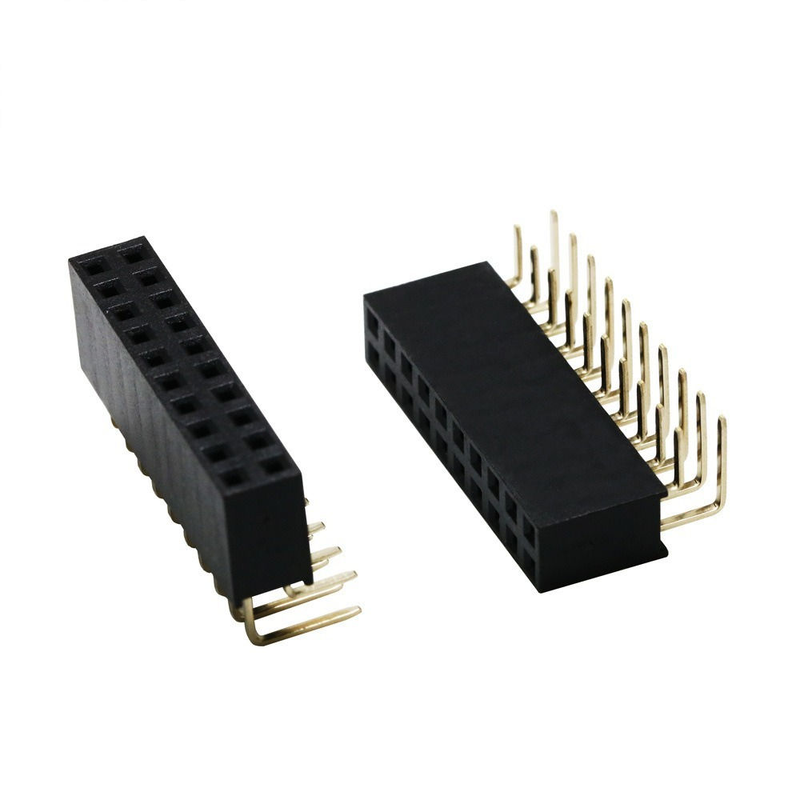2X10P 20P Double Row Bent Female Header Pitch 2.54mm Pin PBT Material Phosphor Bronze Contacts
