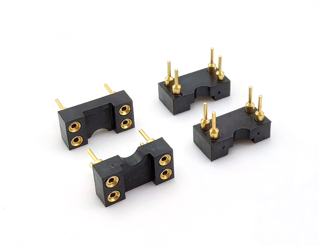 2.54mm Pitch IC Socket Machined Female Header Straight H3.0mm 4P Hole All Gold 60V Rated PPS Shell 