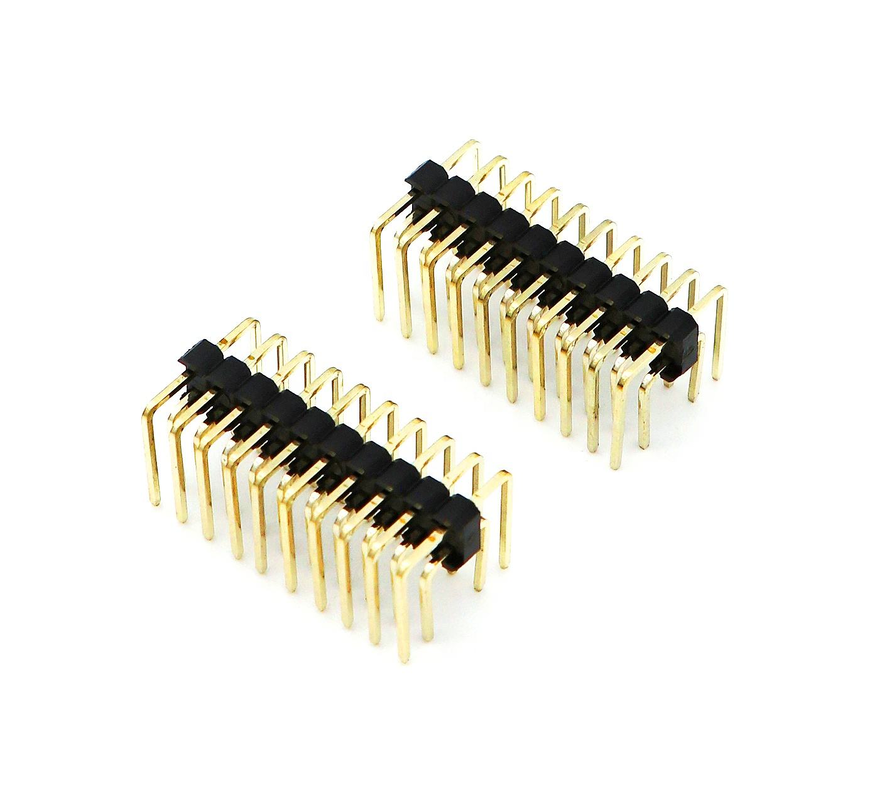 2.54mm Pitch Male Pin Header Dòng hai góc phải PCB Nylon SQ0.64mm H2.5mm 2 * 1P-2 * 40P