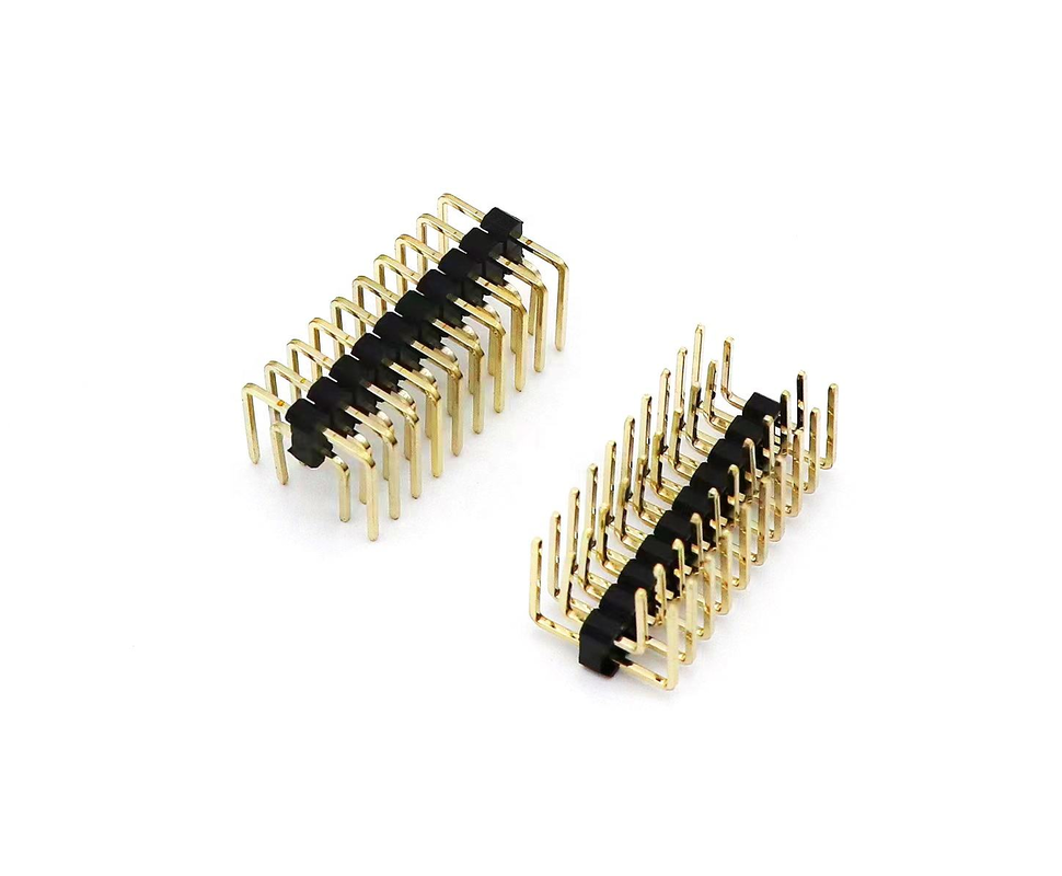 2.54mm Pitch Male Pin Header Dòng hai góc phải PCB Nylon SQ0.64mm H2.5mm 2 * 1P-2 * 40P