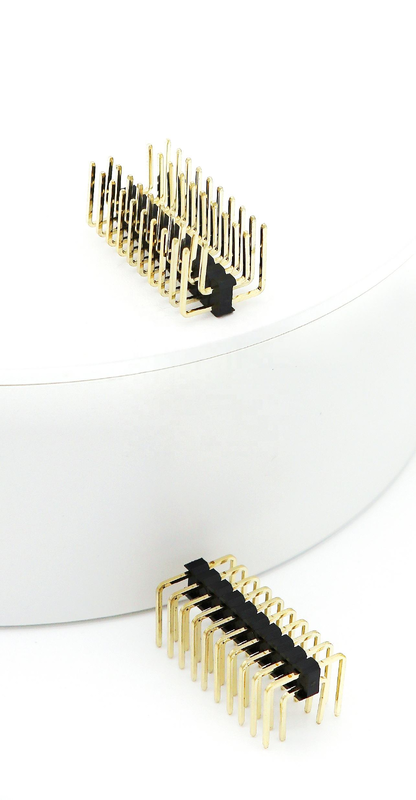 2.54mm Pitch Male Pin Header Dòng hai góc phải PCB Nylon SQ0.64mm H2.5mm 2 * 1P-2 * 40P