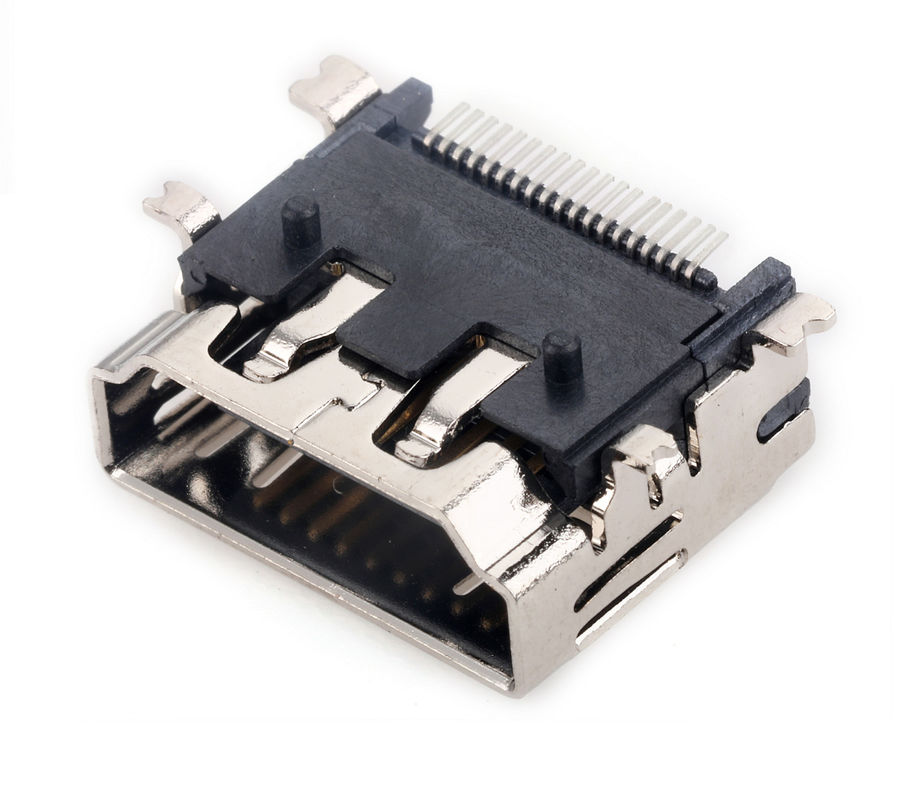 Ổ cắm HDMI ngang PCB Nữ Đầu nối SMT Loại A 10000 chu kỳ